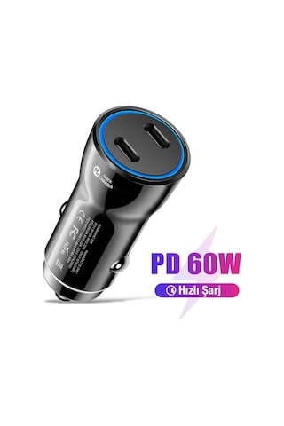 Ally Te-p61 2 Type-c Çıkışlı Araç İçi Çakmaklık Hızlı Şarj Başlı