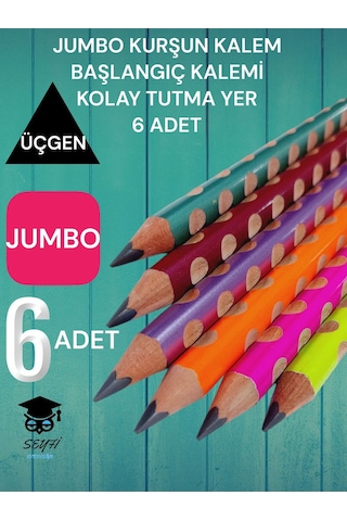 Jumbo Kurşun Kalem Başlangıç Kalemi Kolay Tutma Oluklu 6 Adet Lyra Groove Çok Renkli