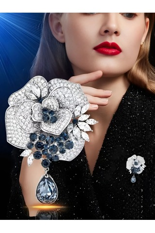 Bijoubijou Brosh Çiçek Gül 431720937 Gri