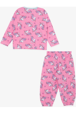 Breeze Kız Bebek Pijama Takımı Unicorn Desenli 9 Ay-3 Yaş, Pembe-pembe Pembe