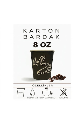 Bencup 8 Oz 240 Ml Karton Bardak , 40 Adetli Paket, Kullan At Kahve Ve Çay Bardağı