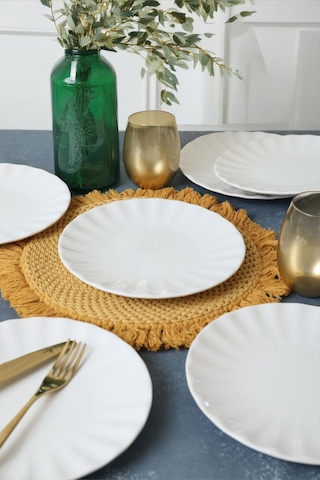 Keramika Beyaz Sirius Pasta Tabağı 22 Cm 6 Adet 004 Beyaz