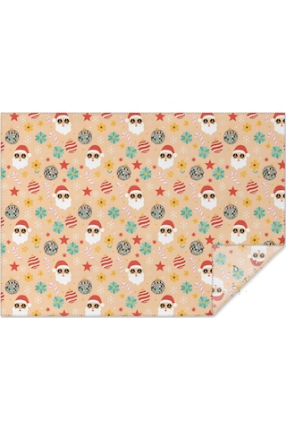 Noel Desenli Dikdörtgen Masa Örtüsü 60x84 İnç, Su Geçirmez Ve Leke Tutmaz Noel Baba Noel Diskoli