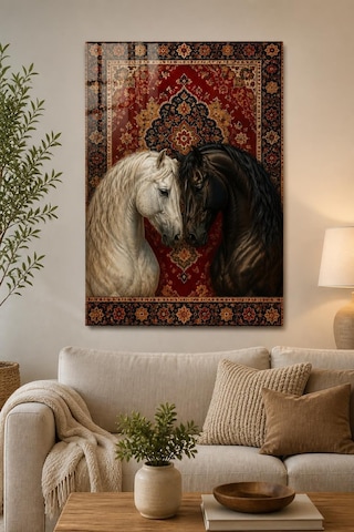 Osmanlı Motifli At Figürlü Baskılı Cam Tablo Dekoratif Duvar Tablosu Osmanlı Motifli At Figürlü Baskılı Cam Tablo Dekoratif Duvar Tablosu