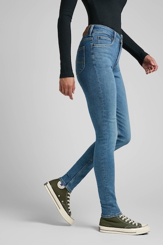 Lee Scarlett Skinny Fit Dar Kesim Yüksek Bel Çok Dar Paça Mavi Kadın Jean Denim Kot Pantolon L626ERKJ Mavi