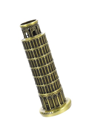 Pısa Kulesi Eskitme Retro Vıntage Heykel Biblo Metalik Masa Üstü Pısa Kulesi Temalı Obje 20 Cm