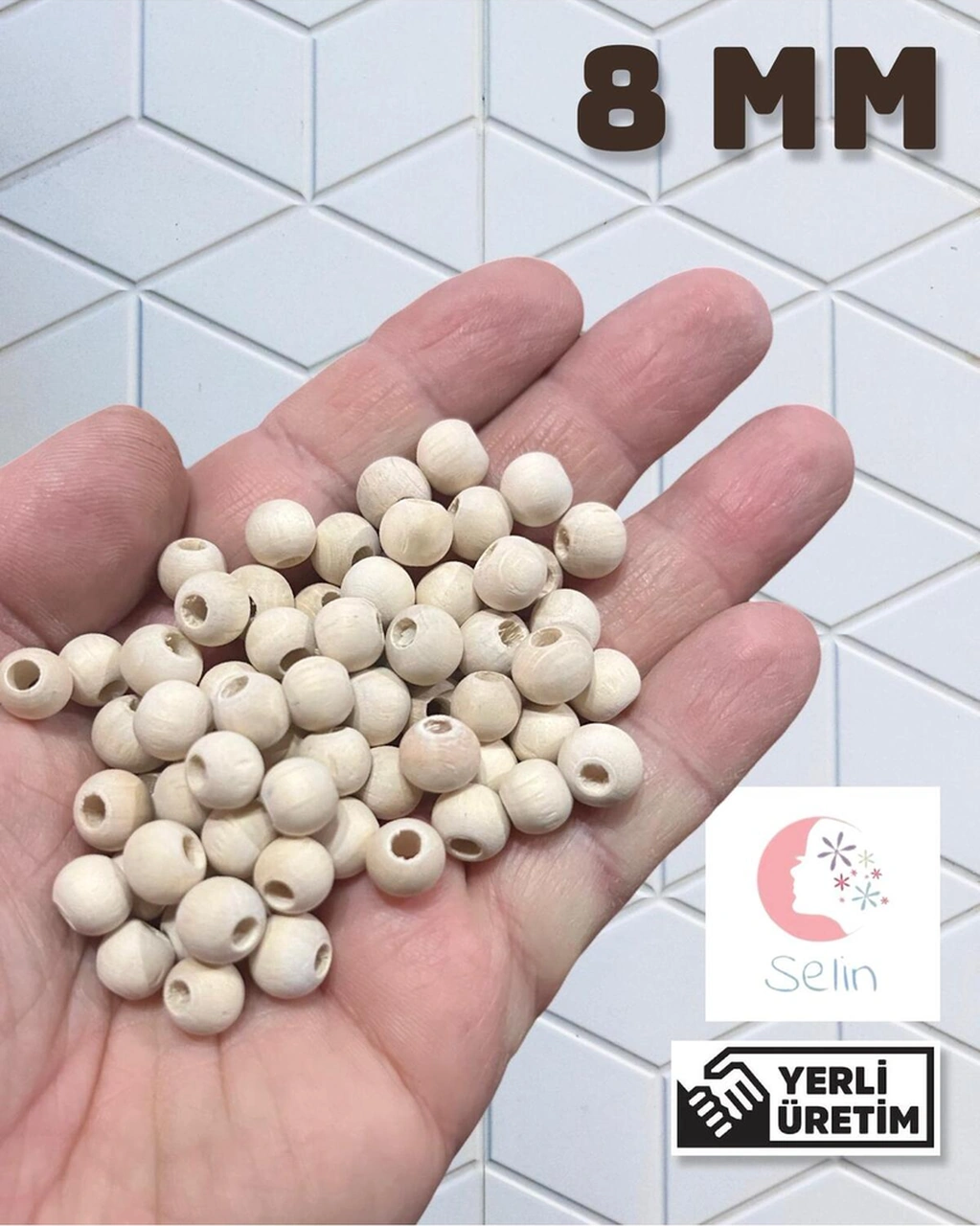 Ekonomik Paket 8 Mm Ham Işlenmemiş Ahşap Boncuk - 200 Grm. 800-1000 Adet