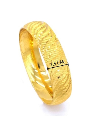 Ferizz 22 Ayar Altın Kaplama Rüzgar Desenli Bilezik 15 Mm Altın