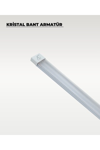 60w Beyaz Kristal Led Bant Armatür 3200k Sarı Işık Siyah