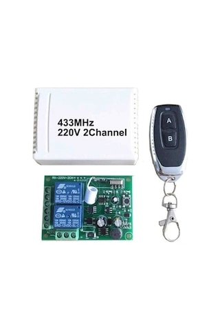 2 Kanallı, 220 Volt 433 Mhz. Uzaktan Kumandalı Modül. 1 Kumanda