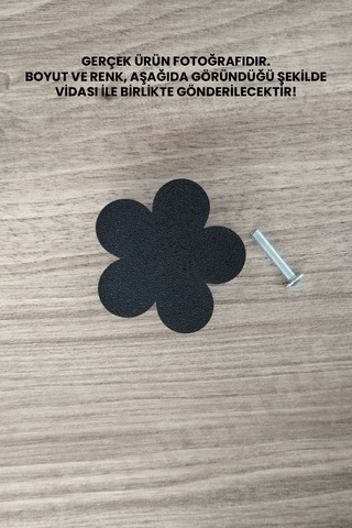 3 Adet - Siyah Çiçek Dolap Kulpu, Modern Mobilya Kulpu, Çiçek Kulp Kulp Vidası Dahildir - 5 Cm Sarı