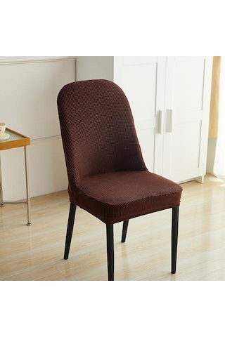 Koyu Kahverengi 1/2/4/6 Adet Jakarlı Kavisli Sandalye Kılıfı Ofis Koltuğu Klozet K Makinede Yıkanabilir Toz Koltuk Örtüsü 56658531