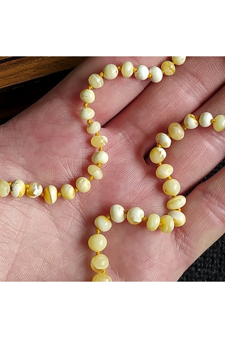 Sertifikalı Seccar Damla Rengi 35 cm Kız Erkek Bebek Diş Kolyesi Gri