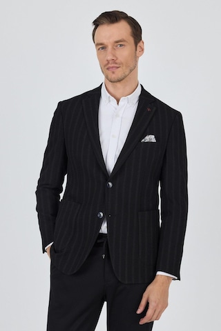 İmza Siyah Mono Yaka Gofreli Esnek 6 Drop Slim Fit Casual Ceket 1002250126 Siyah