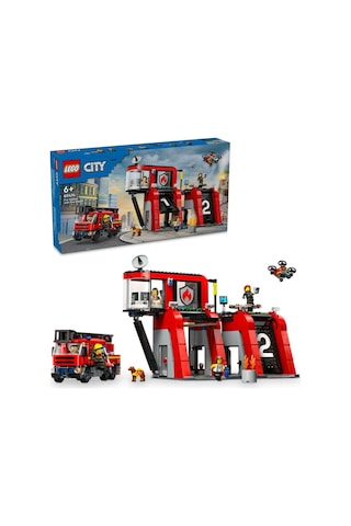 LEGO® City İtfaiye Kamyonlu İtfaiye Merkezi 60414 6+ Yaratıcı Oyuncak Yapım Seti - 843 Parça