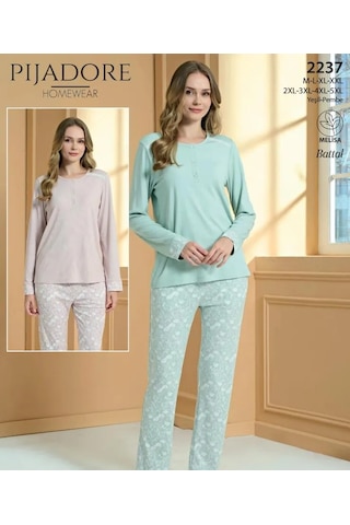 Feyza Pijadore Kadın Battal Üç Düğmeli Uzun Kollu Mevsimlik Pijama Takımı 2237 Pembe