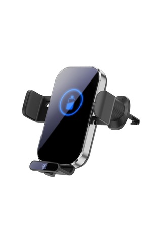 Araba Montajlı Telefon Tutucu Kablosuz Şarj Cihazı Hızlı Şarj Havalandırma Araç Şarj Tutucu Tek Dokunuş GÜMÜŞ