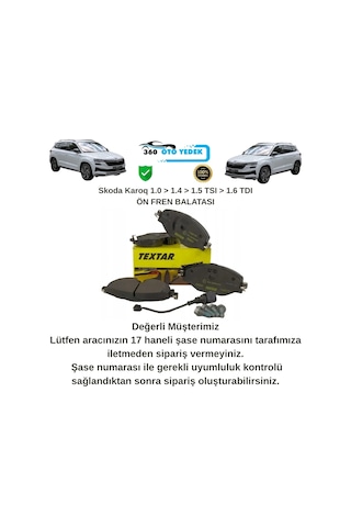 Textar 2568301 Ön Fren Balatası Skoda Karoq 1.0 1.4 1.5 Tsı 1.6 Tdı