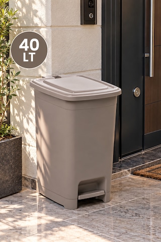 Porsima 1139 40 Lt İç Kovalı Pedallı Çöp Kovası - Slim Mutfak Ve Banyo Çöp Kovası Latte / Bej