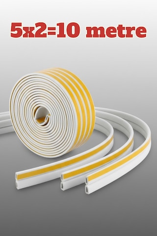 Kapı & Pencere Sızdırmazlık Fitili 10 Metre 2x5 M Kendinden Yapışkanlı Rüzgar & Ses Yalıtımı 10