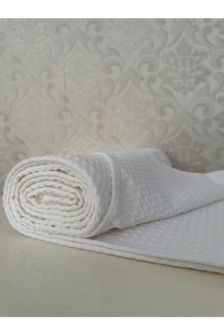 Premium %100 Pamuk Çift Kişilik Yazlık Pike, Yatak Örtüsü,terletmez Kumaş Beyaz Renk 240x200cm Beyaz