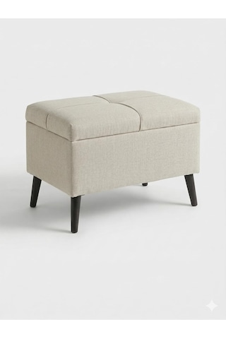 Coart Home Sandıklı Keten Puf /60x45x40/ Sandıklı Saklama Kutusu, Makyaj Koltuğu, Sandıklı Puf Diğer
