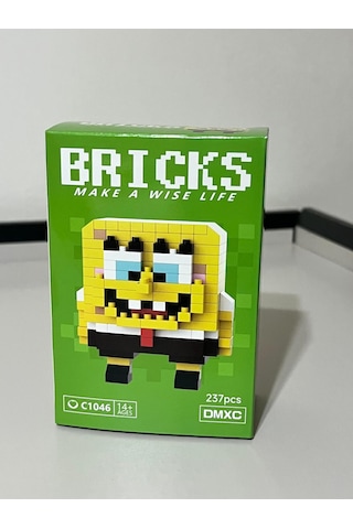 Mini Bricks Sünger Bob Figür Yapım Seti 237 Parça, Mikro Blok Oyuncak, Koleksiyonluk