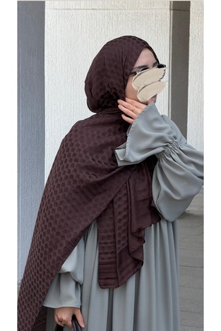 Qalortex Scarf Premium Pamuklu Jakar Şal-acı Kahve