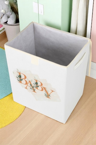 İronika Baby Kapaklı Kutu Dolap İçi Organizer Oyuncak Eşya Çamaşır Saklama Kutusu Düzenleyici Beyaz