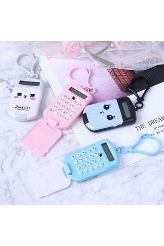 Aubyhe Sevimli Hayvan Desenli Katlanır Mini Hesap Makinesi Taşınabilir Ve Renkli Okul & Ofis Aracı Diğer