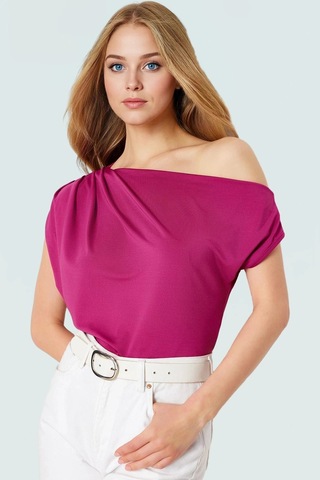 Frm Regular Kalıp Polyester Bluz Yazlık Şıklık Seçkin Malzeme Fuşya