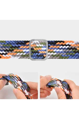 Apple Uyumlu Watch Series 10 46mm Esnek Örgü Kumaş Kordon Kayış-ky45-2