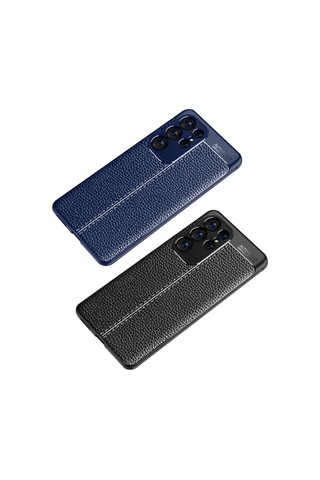 Samsung Galaxy Uyumlu S23 Ultra Kılıf Deri Tarzı Niss Silikon Case Kapak