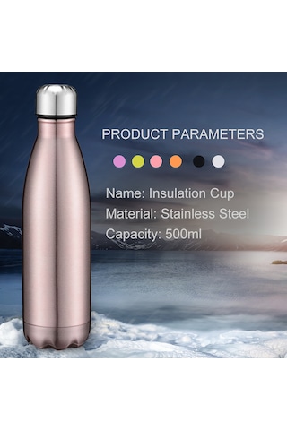 Qingmipy Paslanmaz Çelik 500ml Termos Şişe - Uzun Süre Sıcak/soğuk Tutar, 6 Renk Seçeneği