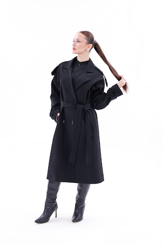 Kadın Trençkot Model Kaban Siyah