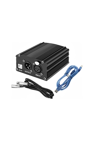 Neevoyu 48v Usb Fantom Mikrofon Güç Kaynağı - Büyük Membran Mikrofonlar İçin Kararlı Besleme, Stüdyo Ve Canlı Yayınlar İçin Siyah