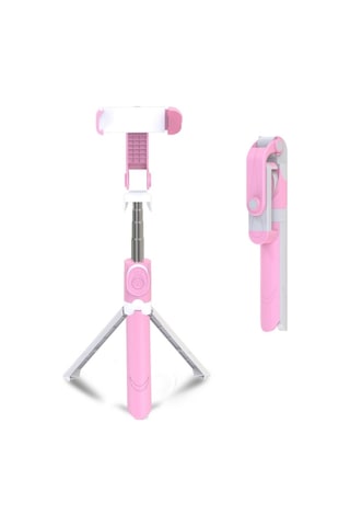 Cbtx Xt09 Canlı Cep Telefonu Tripod Selfie Stick Braketi Bluetooth Selfie Stick Pink