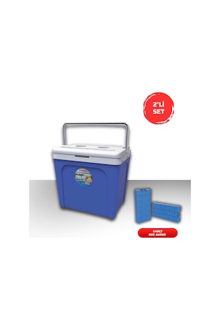 Buzluk Termos Set-25 Lt Buzluk Termos Eps 1066 Coolerbox +2 Adet K-250 Buz Aküsü Mavi