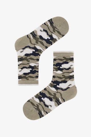 Penti Erkek Çocuk Yeşil Camo Kamuflaj Desenli Pamuklu 4 Çift Soket Çorap