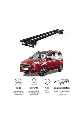Venüs Ford Tourneo Courier 2014 Ve Sonrası Uyumlu Siyah Ara Atkı Port Bagaj Tavan Barı