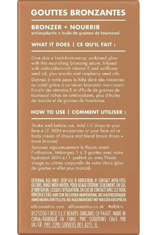 E.l.f. E.l.f Skin Bronzlaştırıcı Damlalar 30ml, E Vitaminli, Sıvı Bronzluk Serumu
