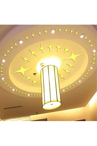 Dekoratif Süs Ayna 50X Adet Gold Altın Yıldız Tavan Duvar(408512939) Altın