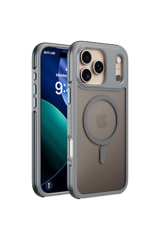 Buff Apple Uyumlu iPhone 17 Pro Max Magsafe Air Bumper Kılıf Gri
