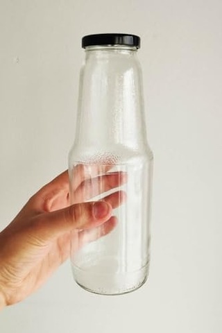 1000 Ml Şeffaf Meyve Suyu Şişesi, Meşrubat, Limonata Şişesi Metal Kapaklı 1000 Cc Boş Cam Şişe 6, Siyah Kapak, 1000, Mililitre 6998
