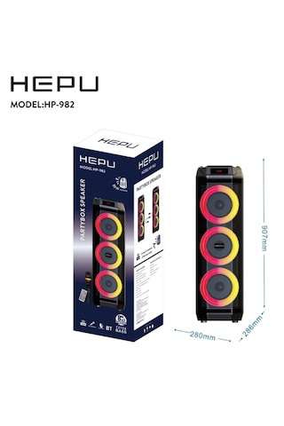 Hepu Hp-982 Partybox Bluetooth Hoparlör 3 8 Hoparlör, 30w Güç, Rgb Işık, Tws Destekli