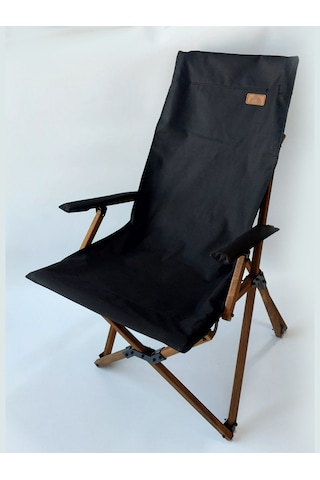 Joyfull Turtle Ahşap - Kollu Katlanır Sandalye -siyah Kılıf-çanta Siyah