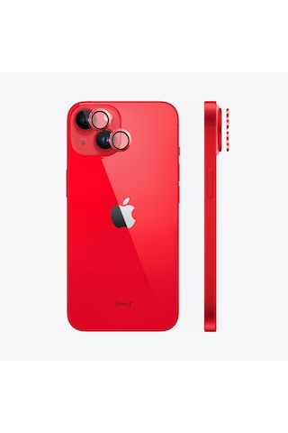 Safeus Safir Temperli Kamera Lens Koruyucu Apple Uyumlu iPhone 14 Plus Ve İle Kırmızı