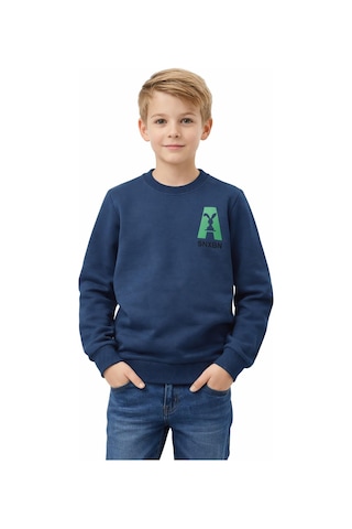 Baglan Erkek Çocuk Önü Baskılı Sweatshirt Bgl-st05234 Petrol