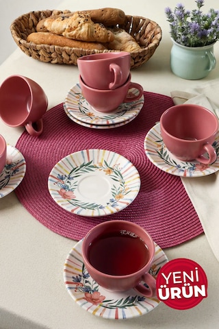 Keramika Soft Flowers Kera Çay Takımı 12 Parça 6 Kişilik 22322
