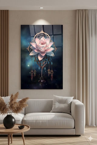 Sakinlik Lotus U Kozmik Arka Planlı Spiritüel Tasarım
